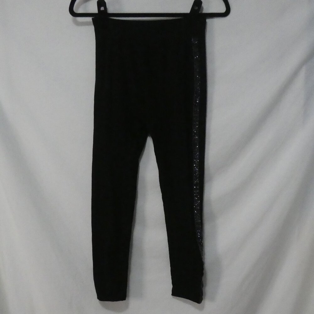 Unbranded | 12 inch waist measured | Soft Black Leggings W/ Glittery Stripes
